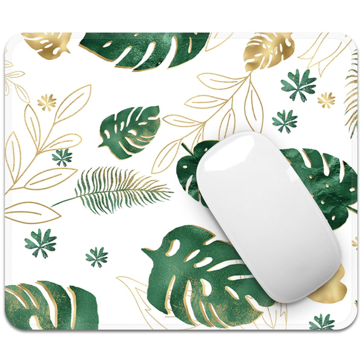 FROGIGO Mouse Pad with Stitched Edges - Cute Floral Mousepad for Women, 9.25 x 7.75 inch Washable Square Desk Pad, Non-Slip Rubber Base, Office Home Laptop Accessories - Vintage Garden
