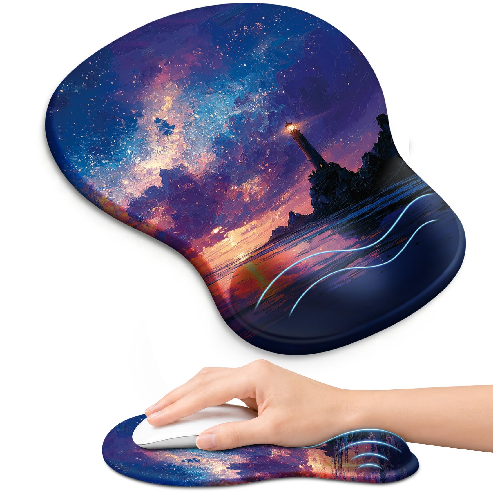 Ergonomic Mouse Pad with Wrist Rest, Gel Wrist Support, Black