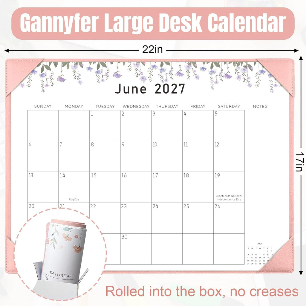 Desk Calendar 2026-2027 with Desktop Mat,22x17'' Large Desktop Pad Calendar