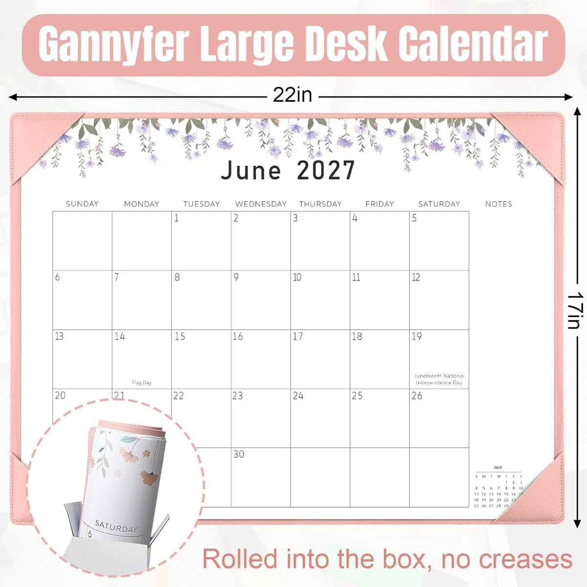 Desk Calendar 2026-2027 with Desktop Mat,22x17'' Large Desktop Pad Calendar