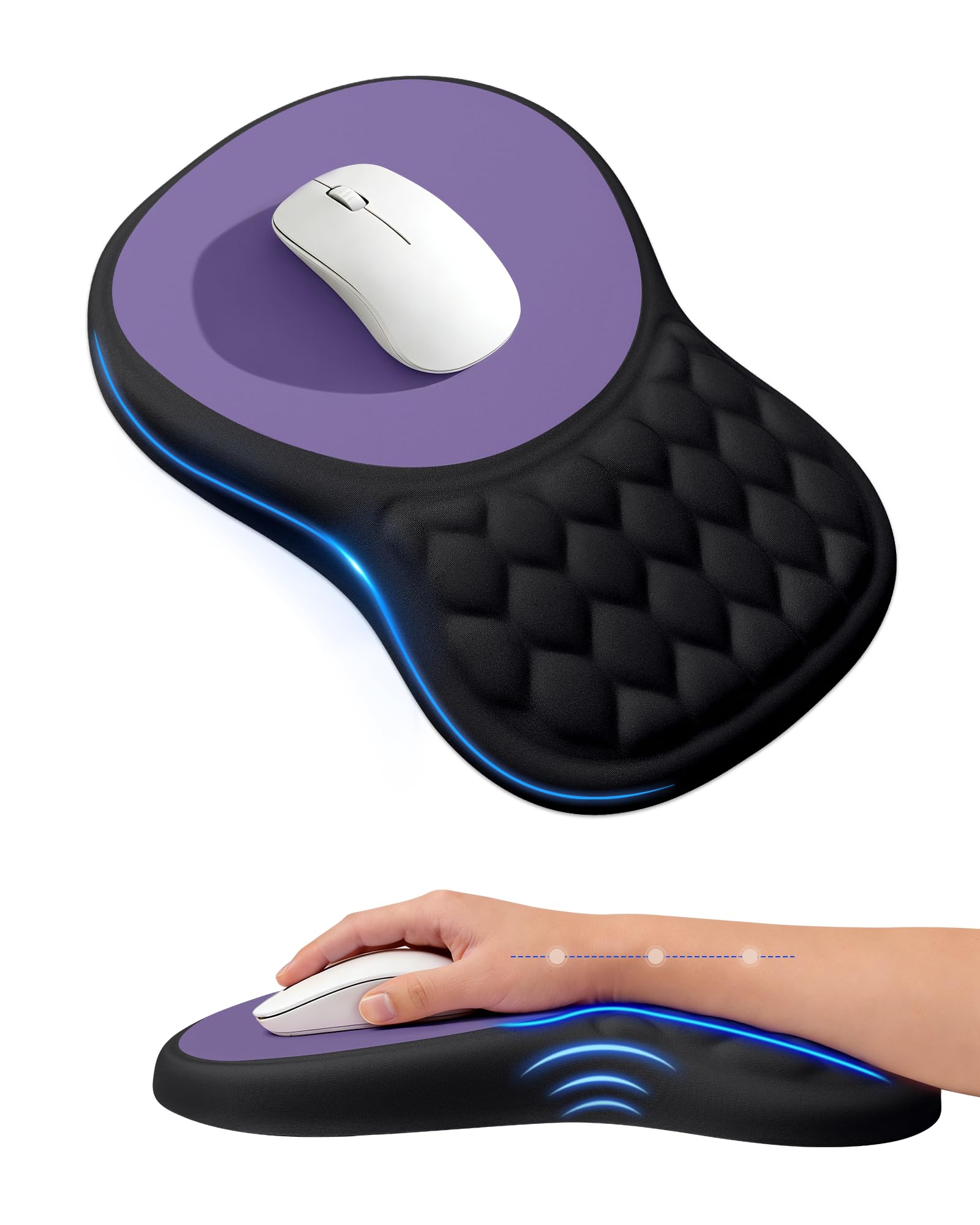 Ergonomic Mouse Pad with Sloped Memory Foam Wrist Rest (Black)