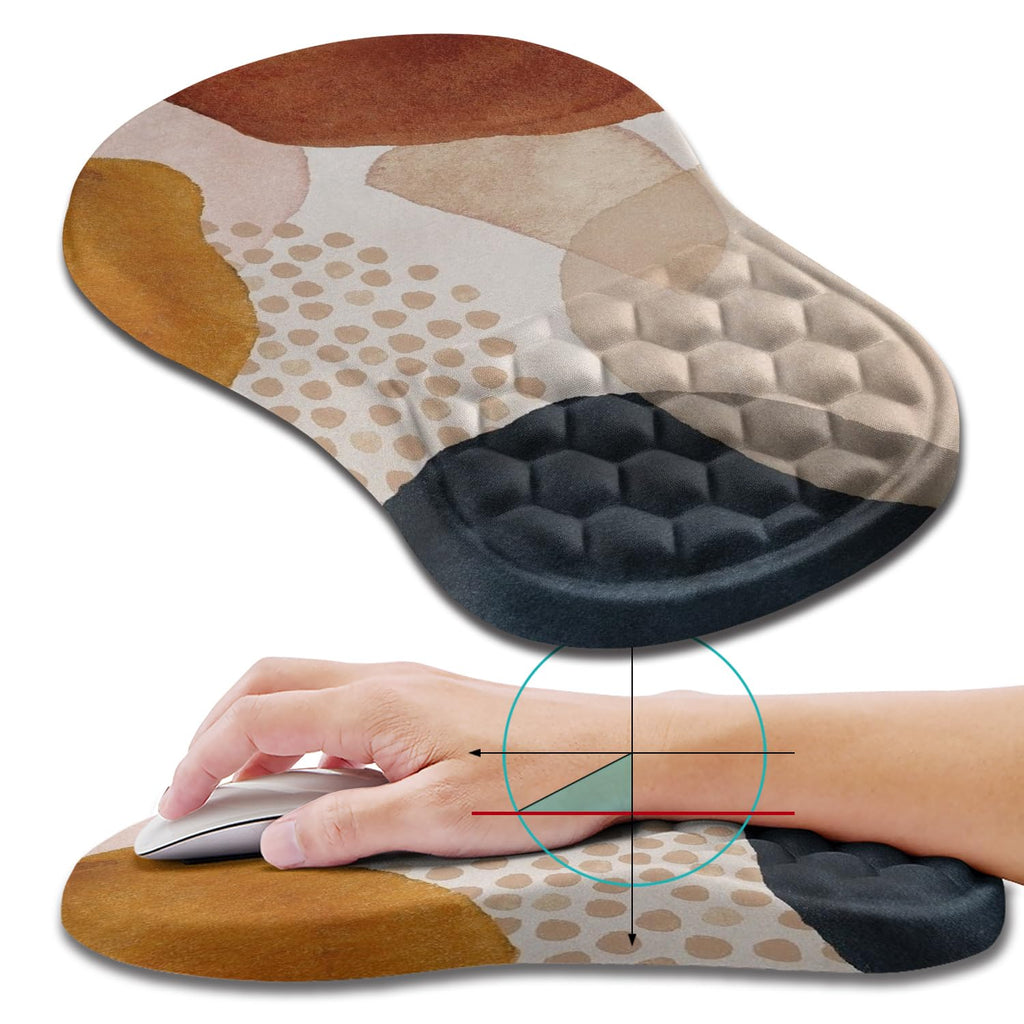 Hokafenle Ergonomic Mouse Pad Wrist Support, Wrist Rest Mousepad for Carpal Tunnel Pain Relief with Integrated Memory Foam Slope Massage Bulge (11.8x7.9 inch,Topographic Contour)