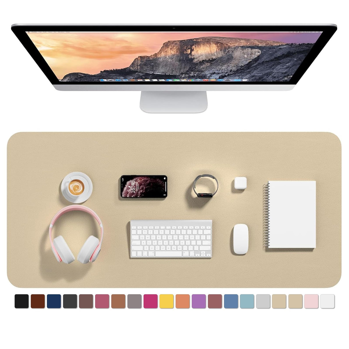 Hsurbtra Desk Pad, 30" x 14" PU Leather Desk Mat, XL Extended Mouse Pad, Waterproof Desktop Blotter Protector, Non-Slip Ultra Thin Large Laptop Keyboard Writing Mat for Office Home, Pink