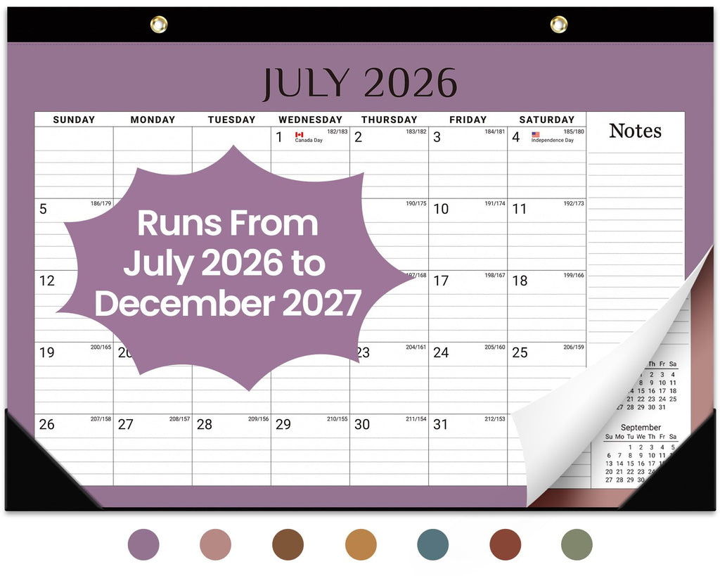 Taja Desk Calendar 2026-2027, Jul 2026-Dec 2027, 18-Month, 17" x 12"