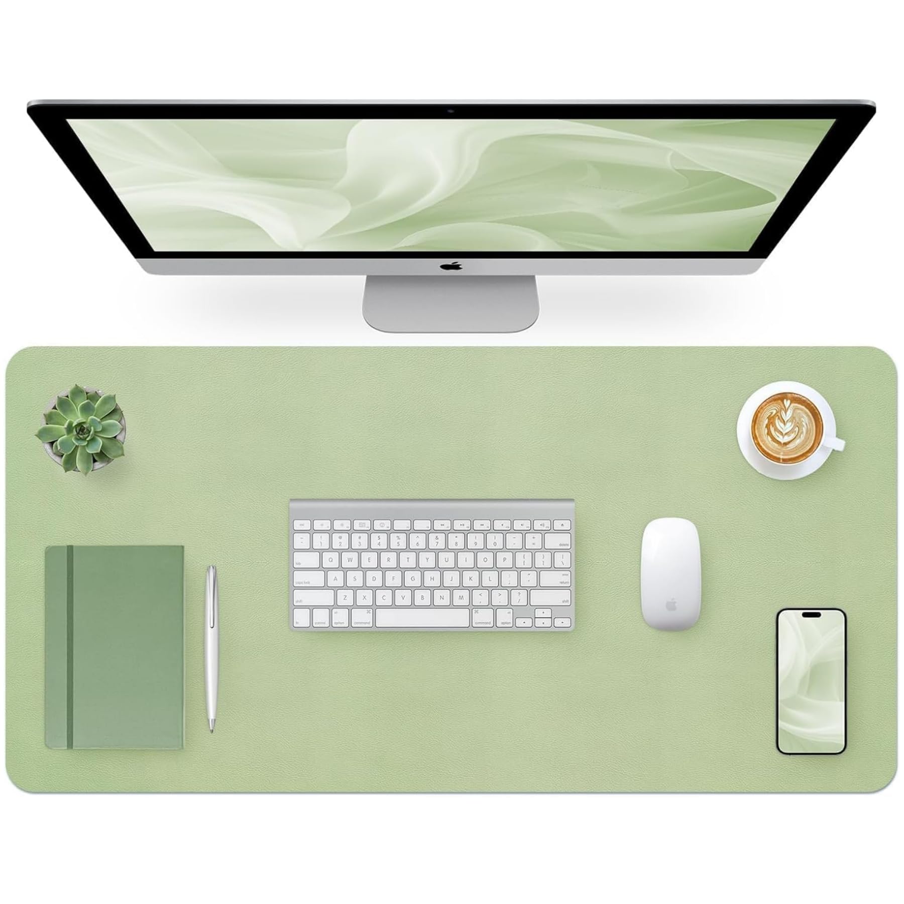 Bloss Leather Desk Pad and Keyboard Wrist Rest, Large Mouse Pad + Keyboard Pad+Mouse Wrist Support, Non-Slip Desk Mat Protector for Office, Home(31.5×15.7 Inches,Beige)