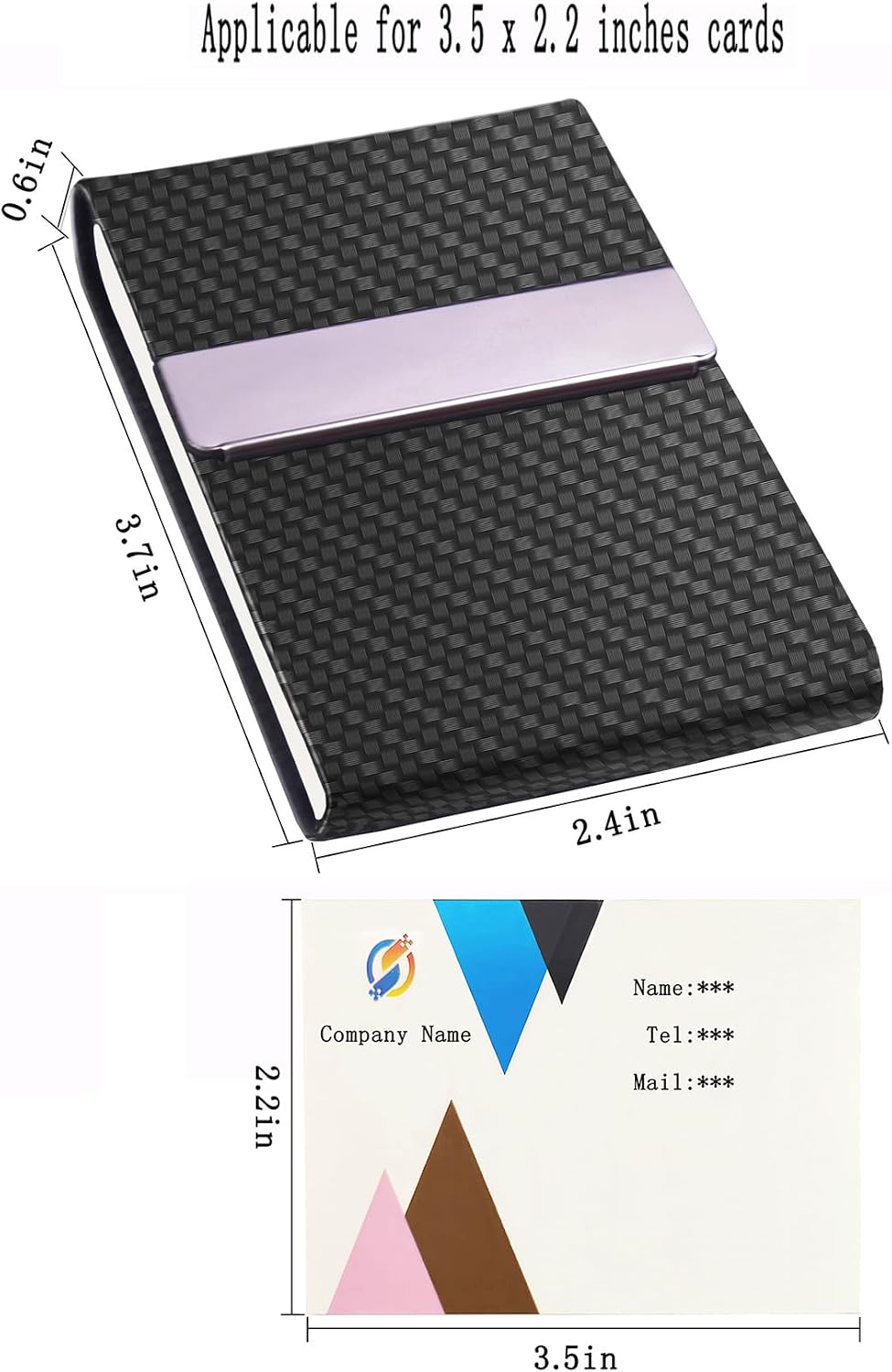 Business Card Holder PU Leather&Metal Business Card Case,Black1