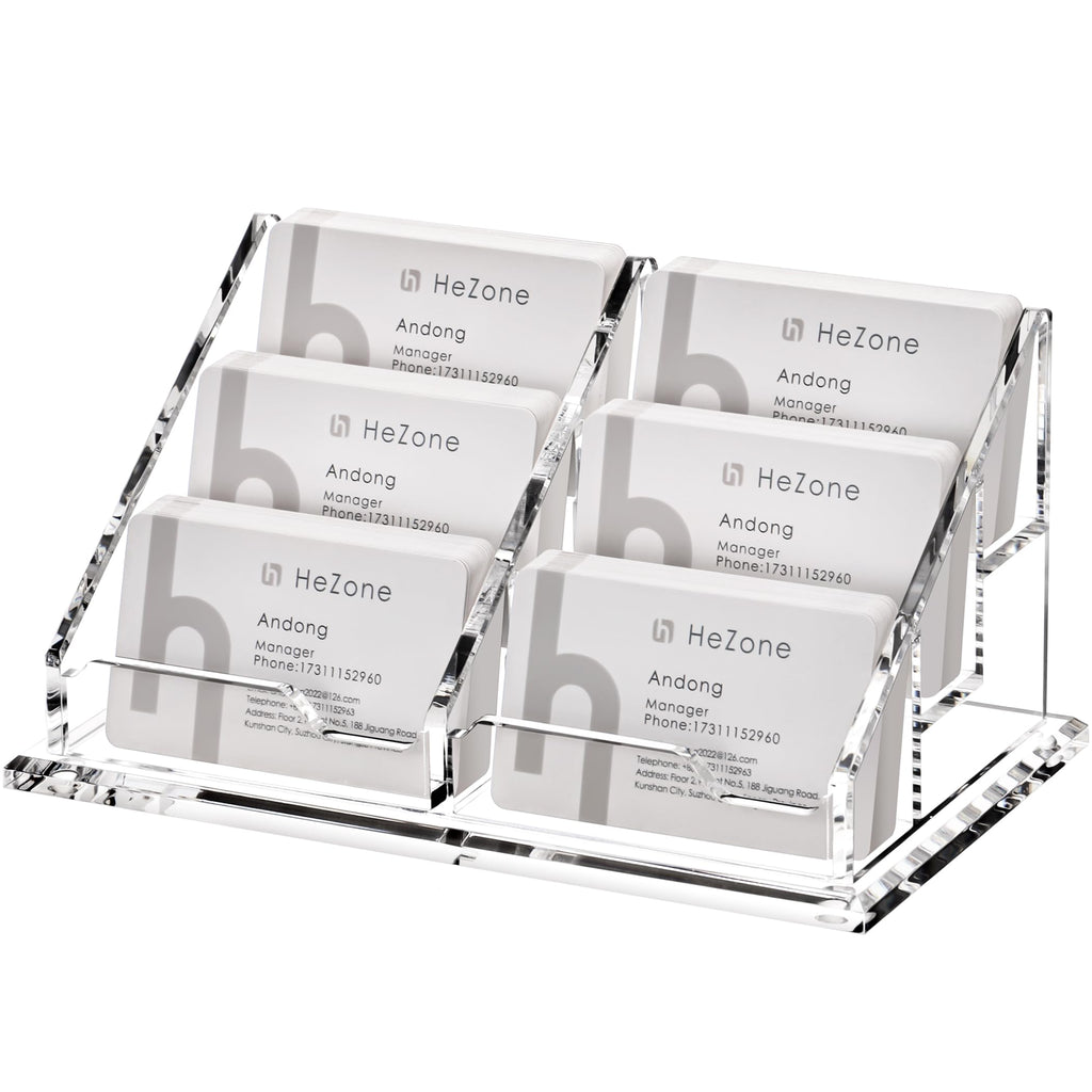 HeZone Acrylic Card Holder Clear Horizontal Business Card Organizer Stand for Desk 1 Slots Business Cards Stand for Women and Men,Office Desk Accessories,Organize 50 Cards-1 Pack