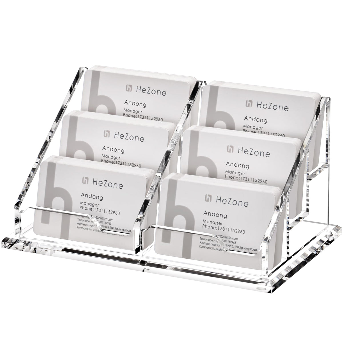 HeZone Acrylic Card Holder Clear Horizontal Business Card Organizer Stand for Desk 1 Slots Business Cards Stand for Women and Men,Office Desk Accessories,Organize 50 Cards-1 Pack