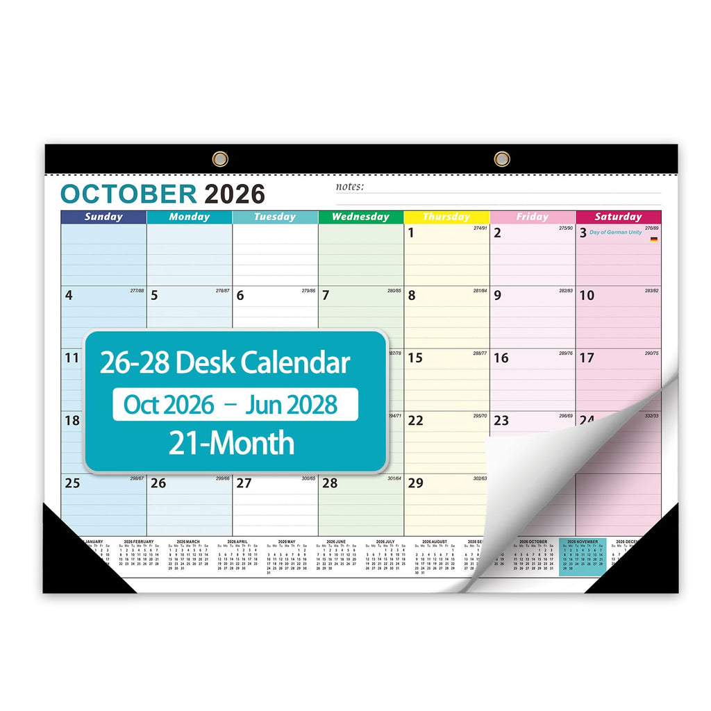 Desk Calendar 2026-2027 - Ougesi 19 Month Desk Top Calendar, 17x12''