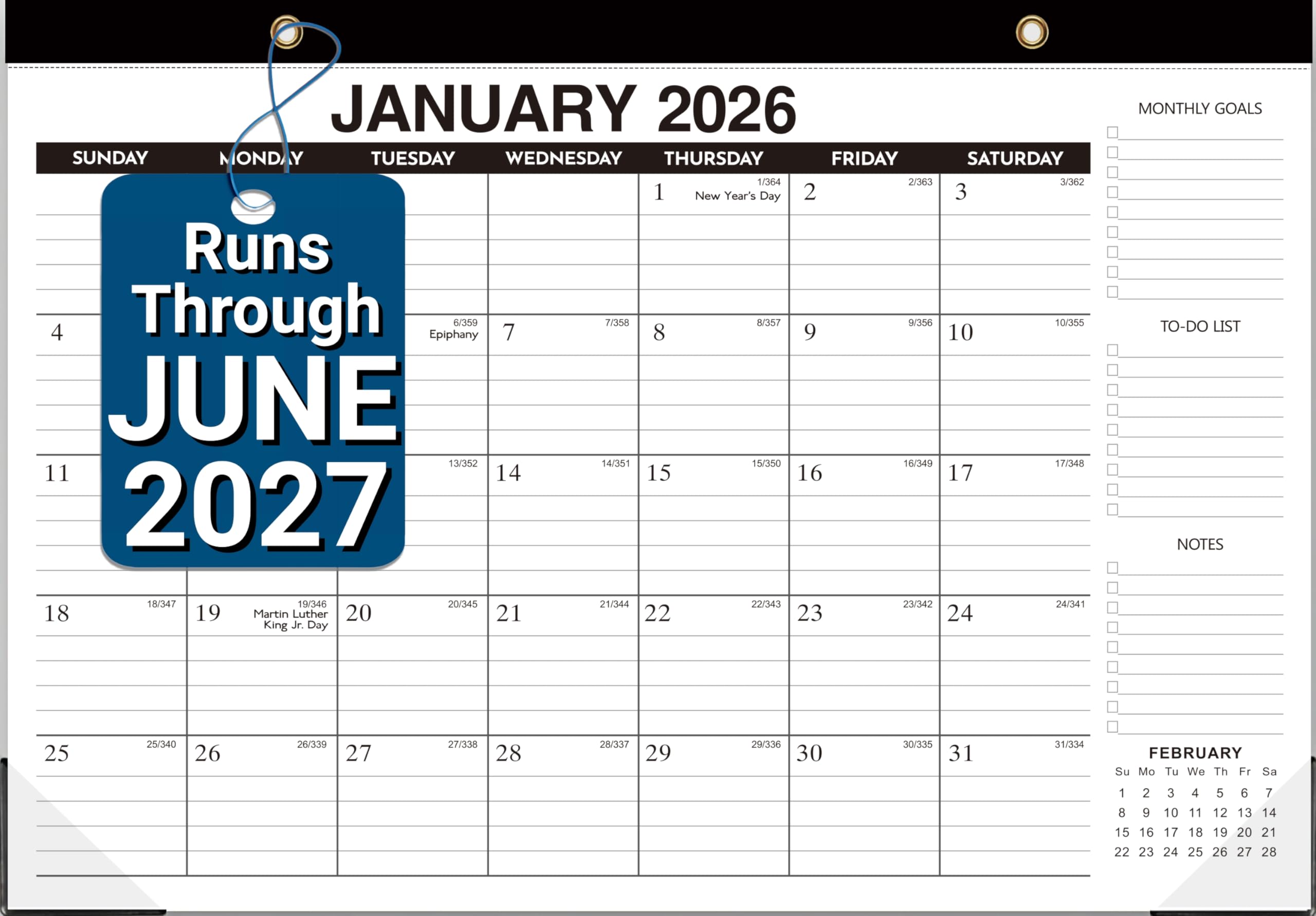 Desk Calendar 2026-2027, 18-Month Wall Calendar Through Dec 2027, 17"x12"