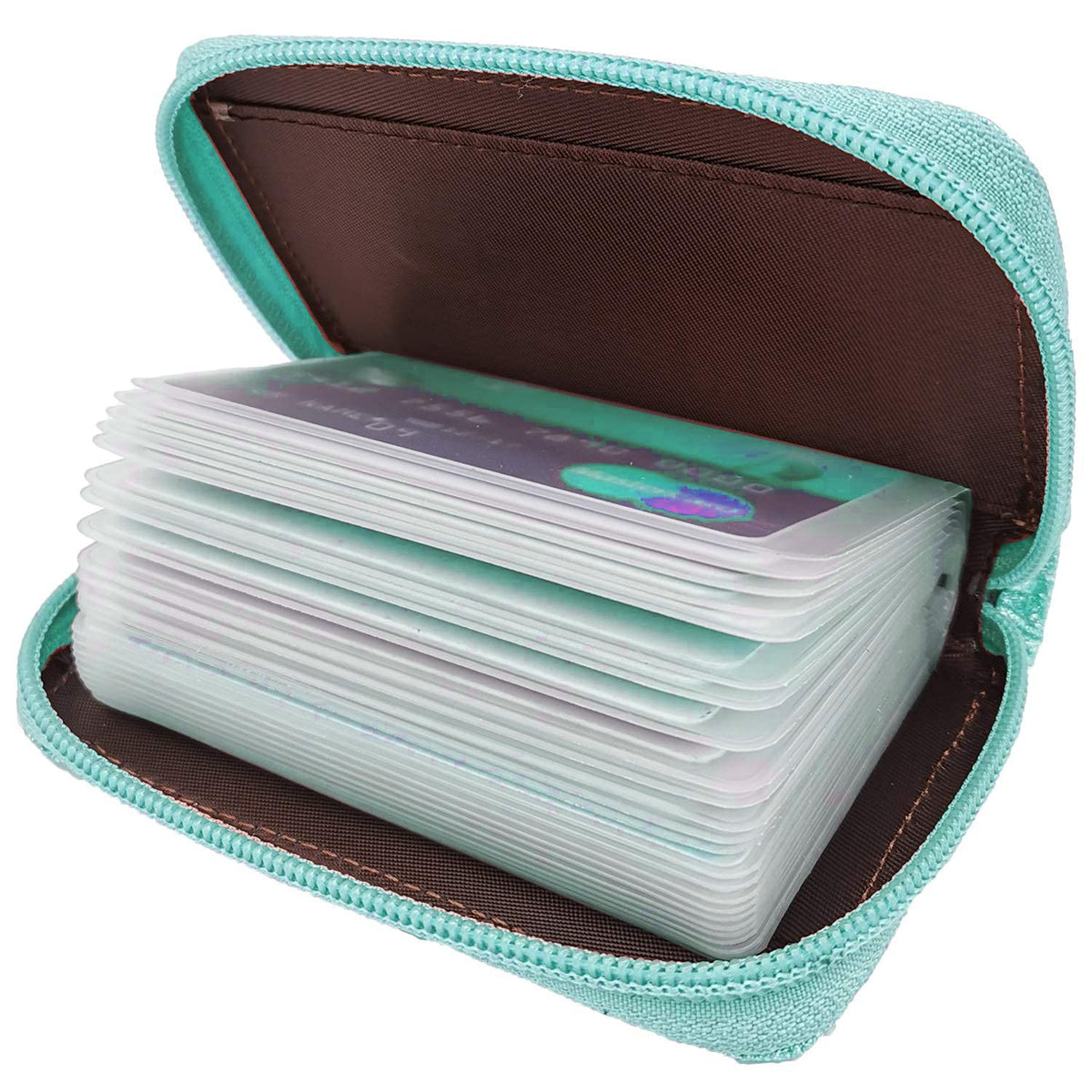 Easyoulife Genuine Leather Credit Card Holder Zipper Wallet With 26 Card Slots