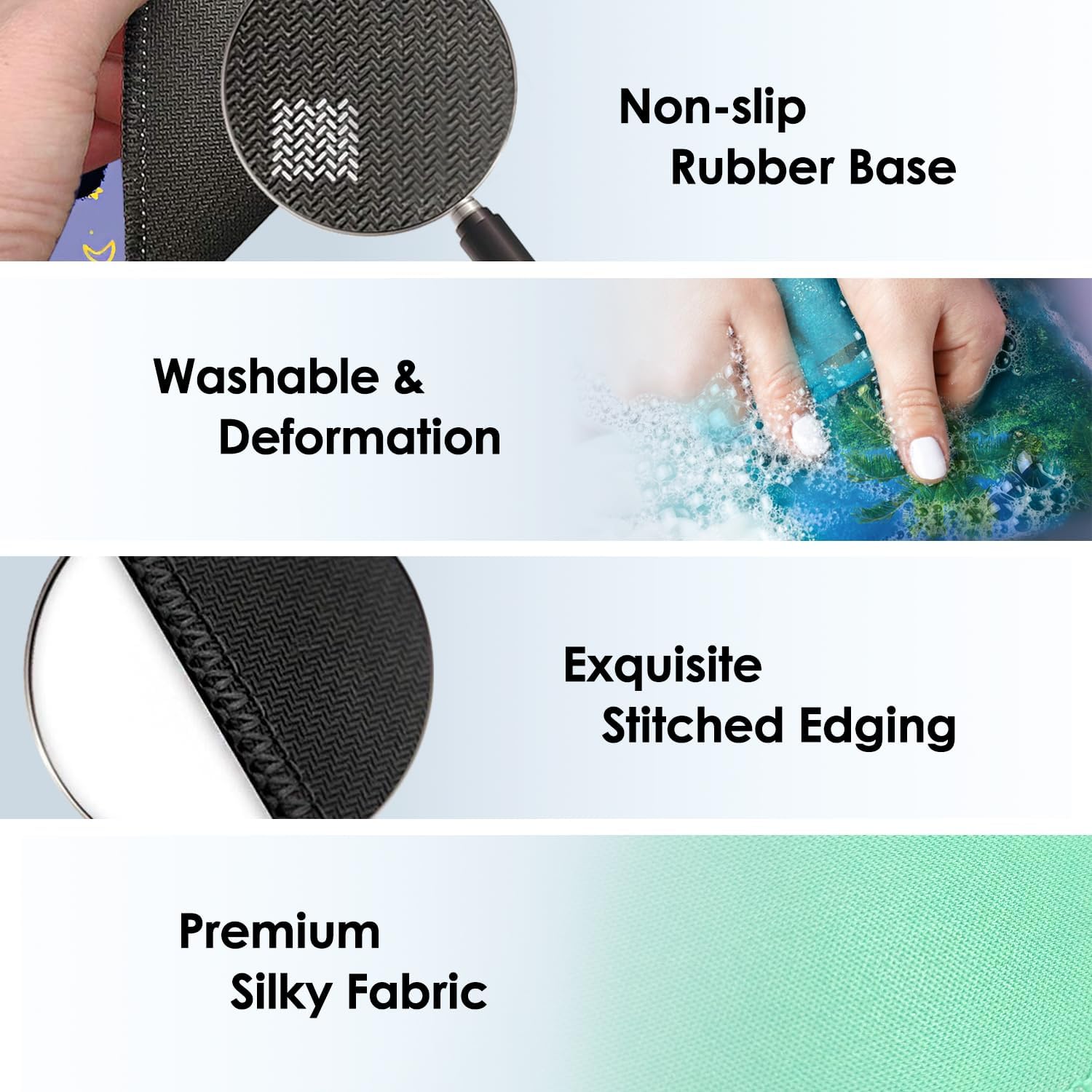 FROGIGO Mouse Pad with Stitched Edges - Cute Floral Mousepad for Women, 9.25 x 7.75 inch Washable Square Desk Pad, Non-Slip Rubber Base, Office Home Laptop Accessories - Vintage Garden