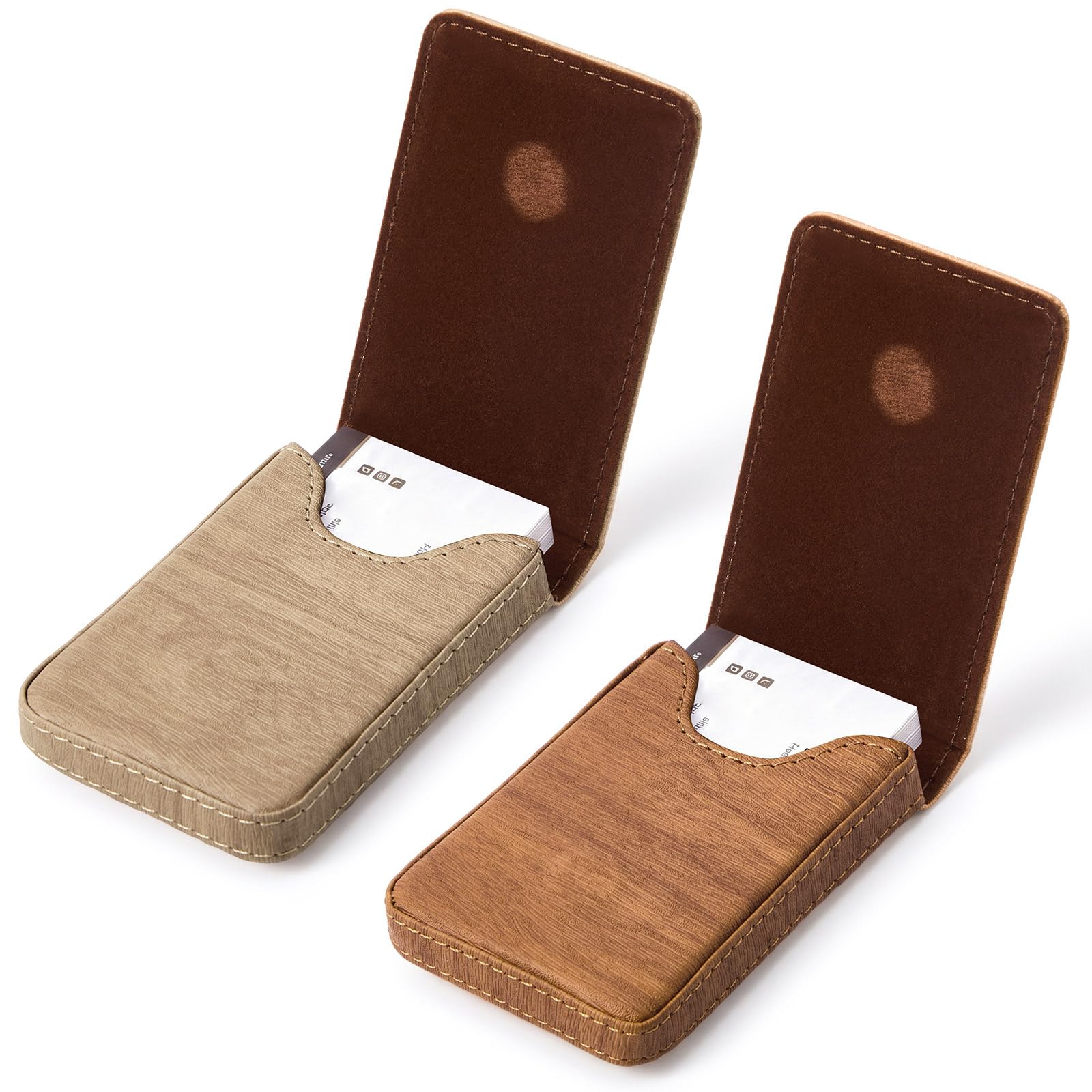 Outus 2 Pcs Business Card Holder Wallet PU,Black and Coffee,Classic