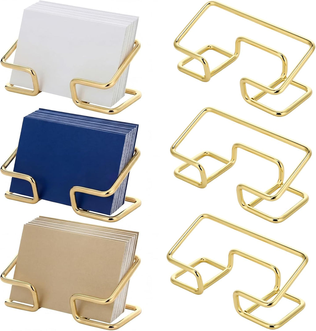 6 Pack Metal Business Card Holder for Desk Gold Cardholder Office Display Stand 4 Inch Cute Office Accessories Gift for Men Women Boss Colleague Desktop