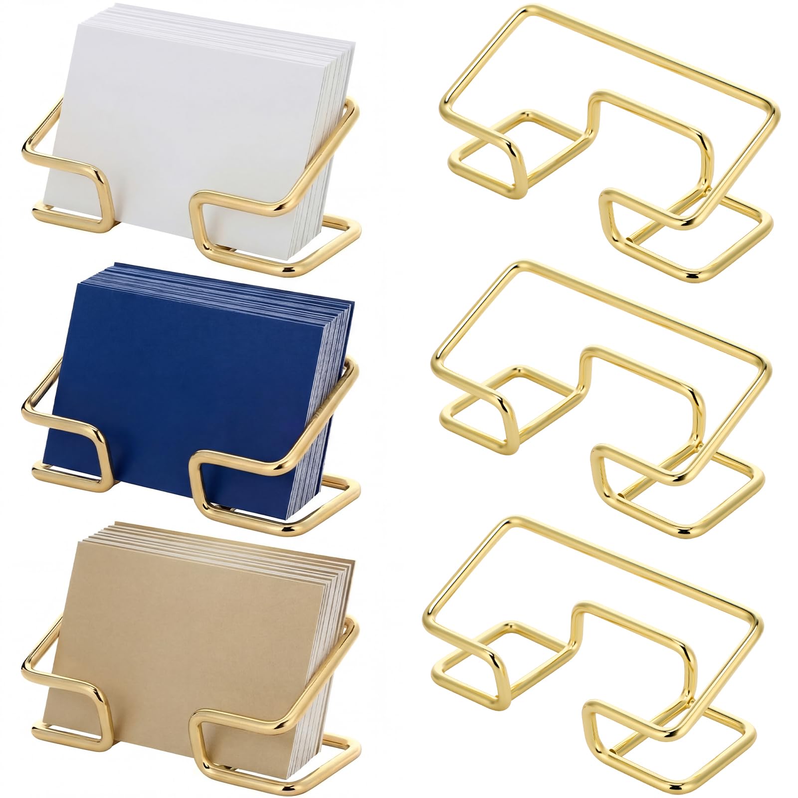 6 Pack Metal Business Card Holder for Desk Gold Cardholder Office Display Stand 4 Inch Cute Office Accessories Gift for Men Women Boss Colleague Desktop