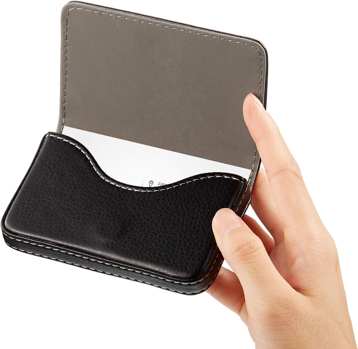 Outus 2 Pcs Business Card Holder PU Leather, Black and Coffee