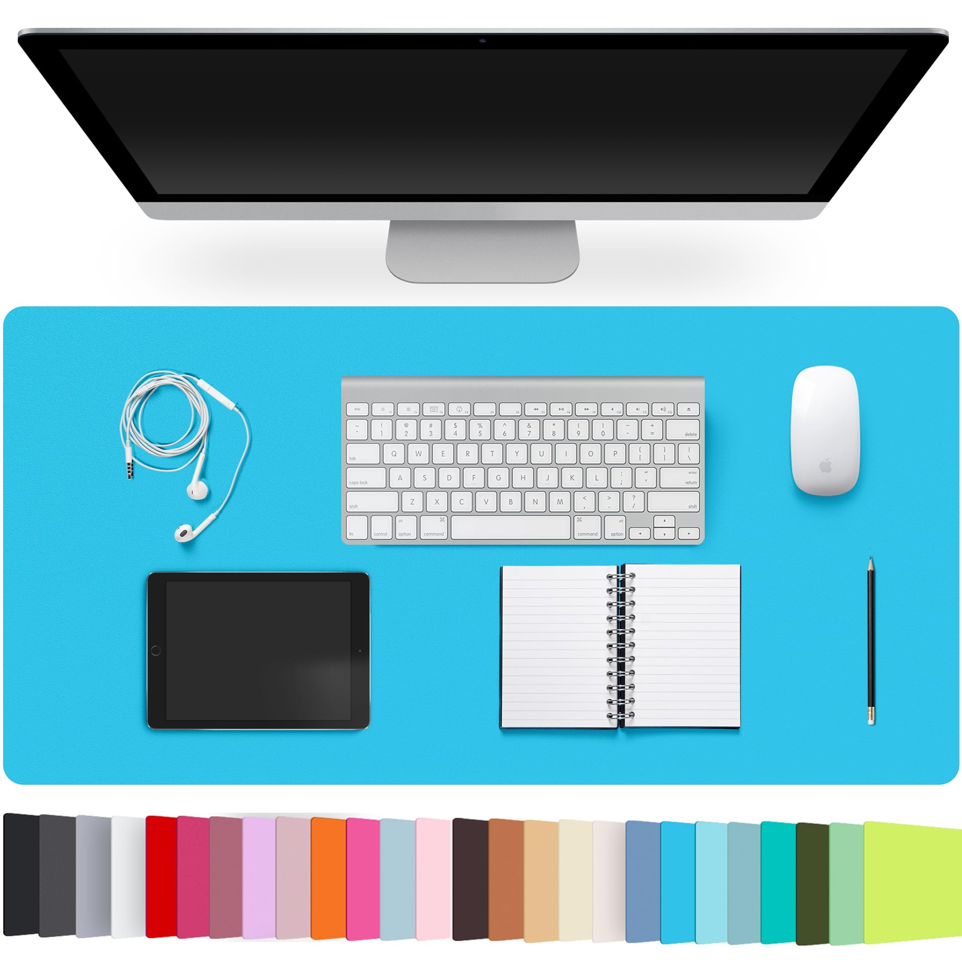 Leather Desk Pad Protector,Non-Slip Desk Pad(Black, 23.6" x 13.7")