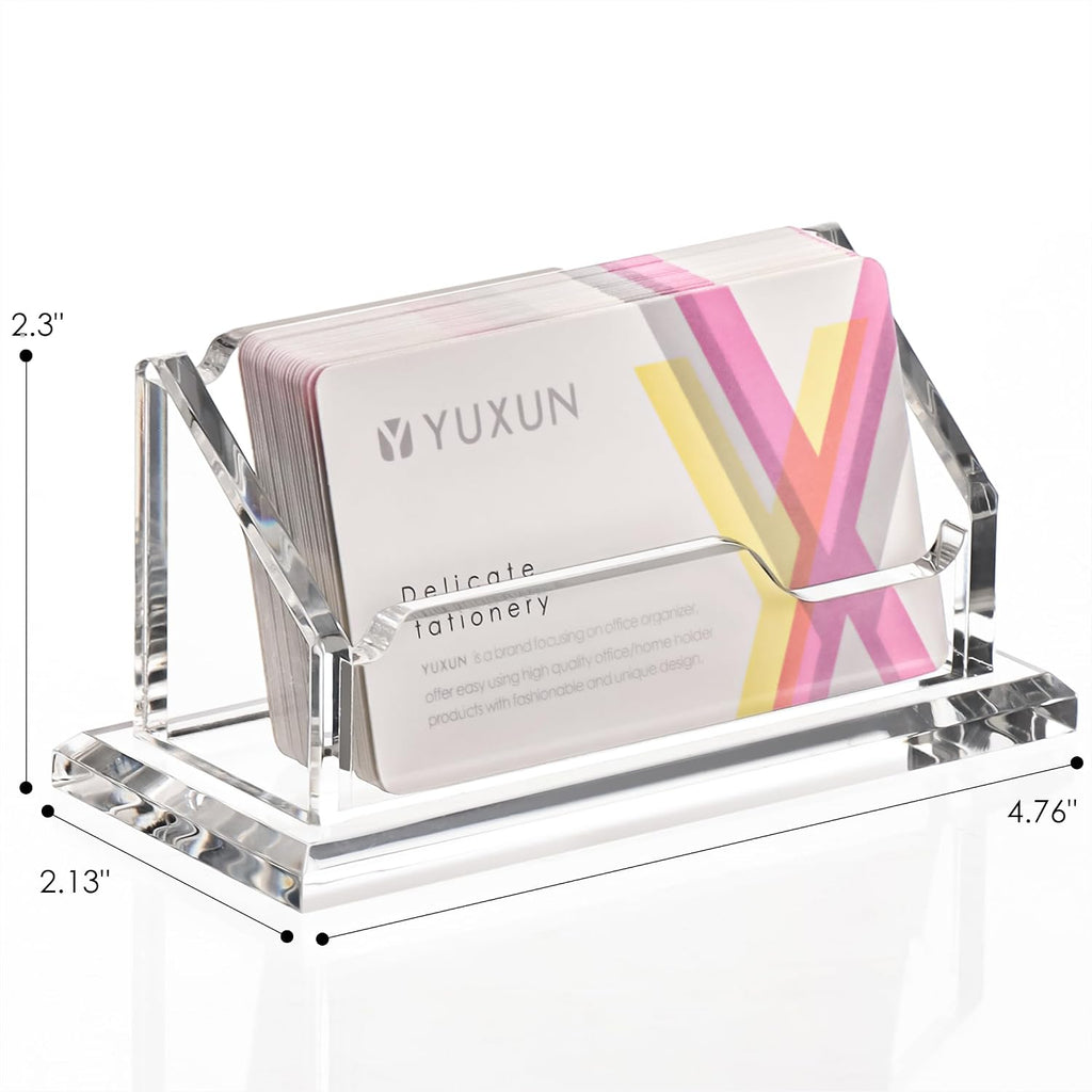 HEZONG Business Card Holder, Clear Acrylic Business Card Display Stand for Desk -1 Slot Horizontal Placement 1 Pack (1 slot-H)