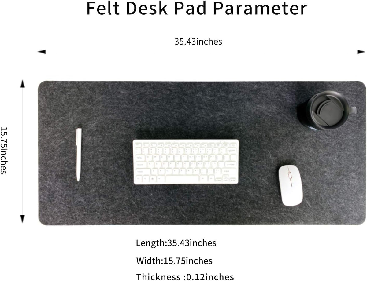 DAWNTREES Felt Desk Mat,Full Keyboard Mat,36" x 16",Dark Gray