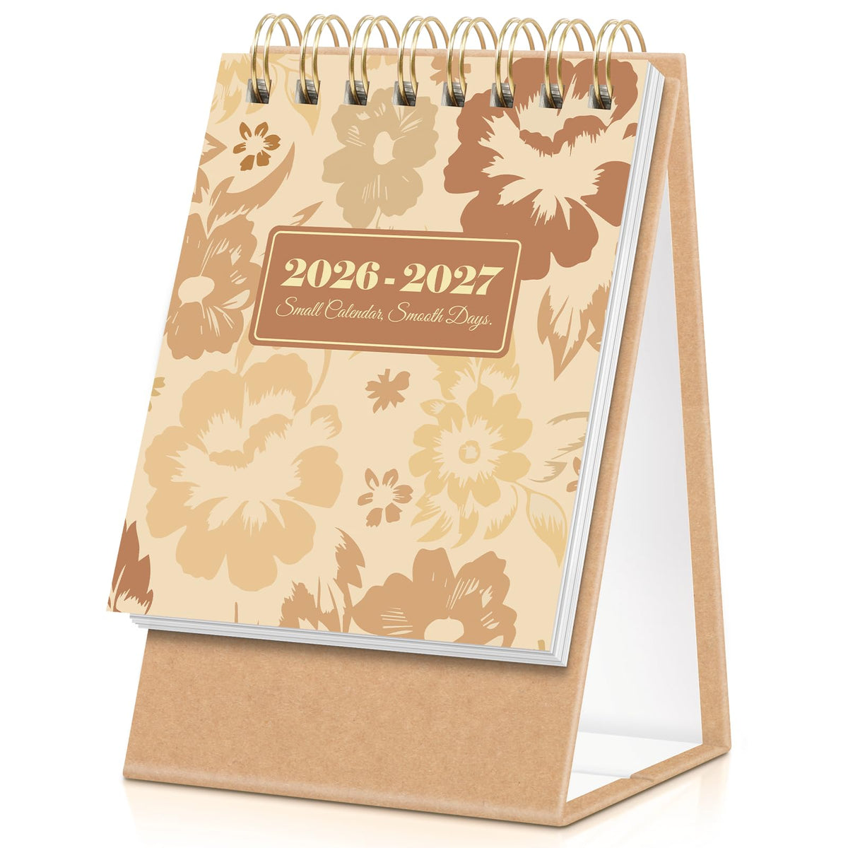 KONVINIT Small Desk Calendar 2026-2027, Floral 2026 Desk Calendar - Runs From January 2026 Until December 2027, 24 Months Mini Desktop Calendar 2026 for School, Home & Office Supplies