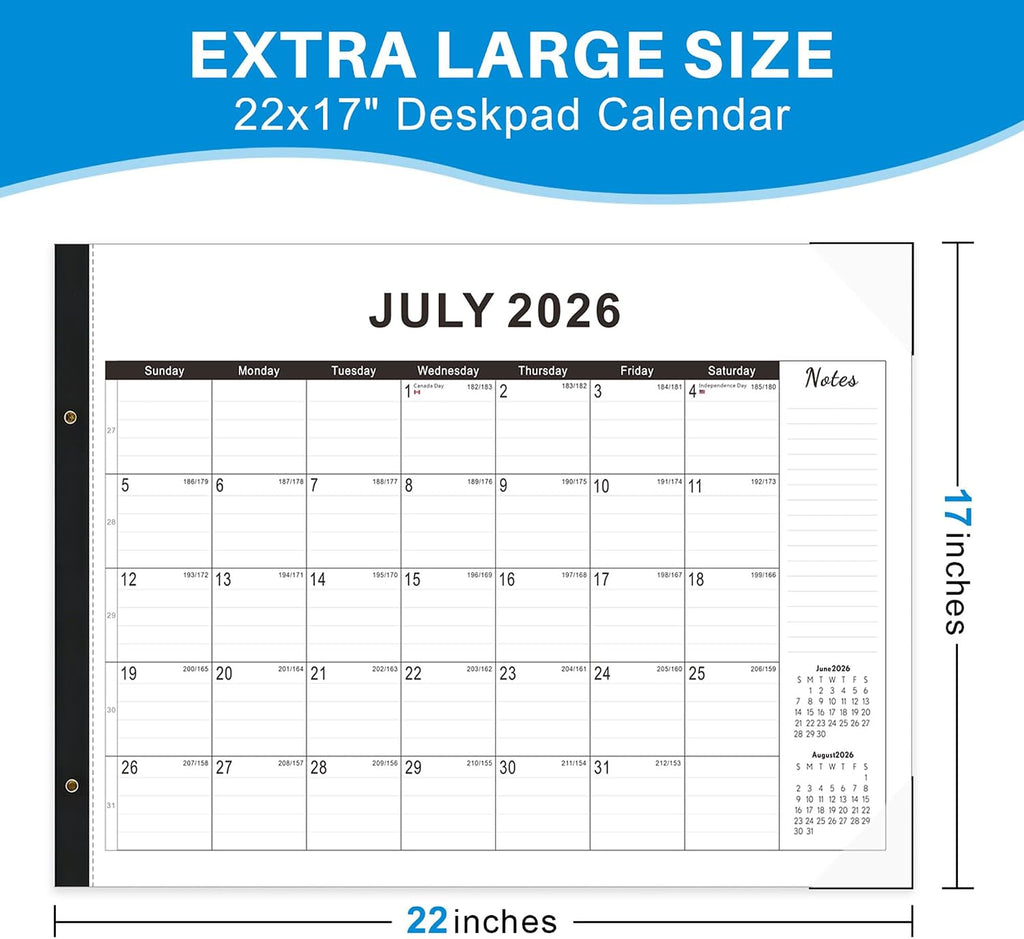 Desk calendar 2026-2027 22"x17" Desk Top Calendar with plastic cover