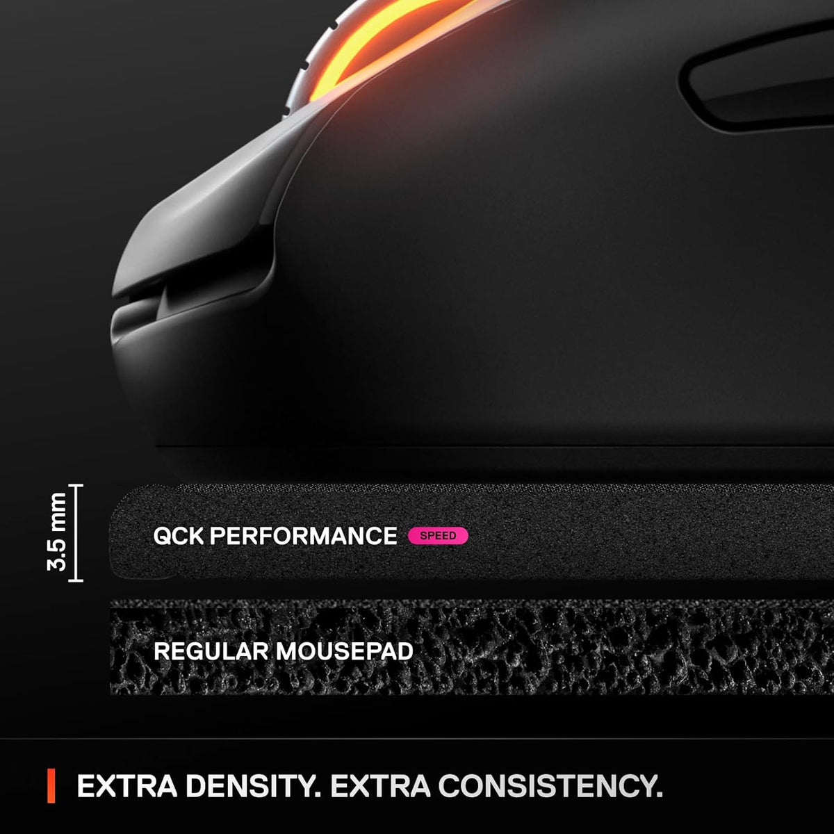 SteelSeries QcK XL Performance Speed Gaming Mousepad — Extra Density for a Smooth Glide — Low-Profile Edge Stitching — Non-Slip Neoprene Rubber Base — 15.75 x 34.43 inch — FPS, MOBAs, RTS, MMO