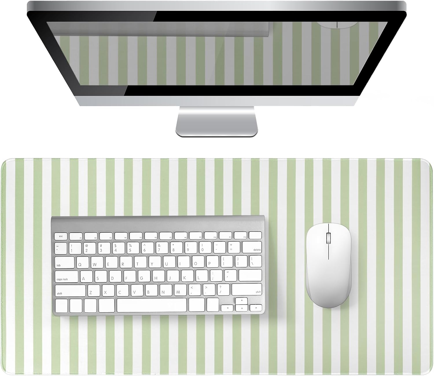 Green Striped Desk Mat Large Mouse Pad Cute Desk Pad Keyboard Computer Mat