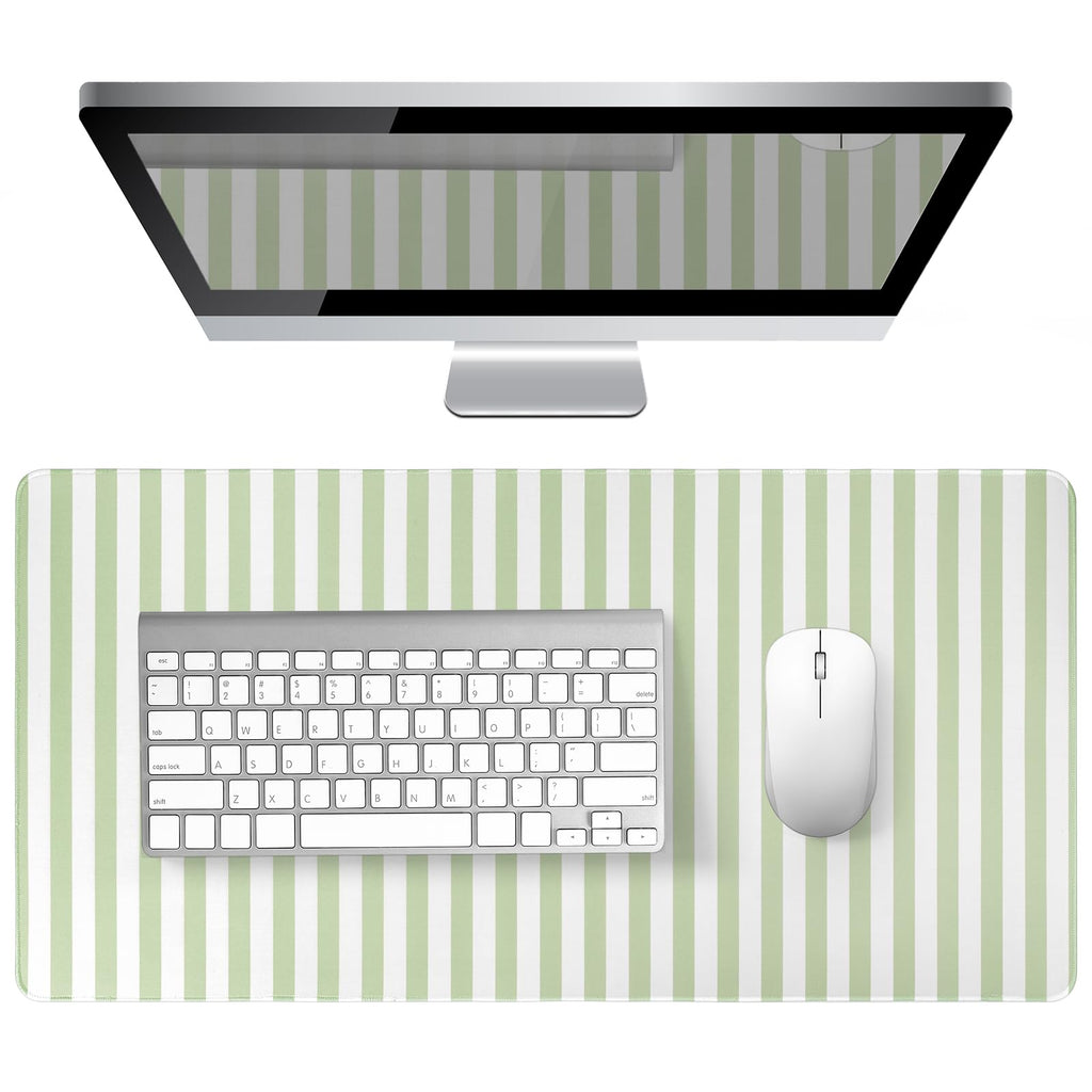 Green Striped Desk Mat Large Mouse Pad Cute Desk Pad Keyboard Computer Mat