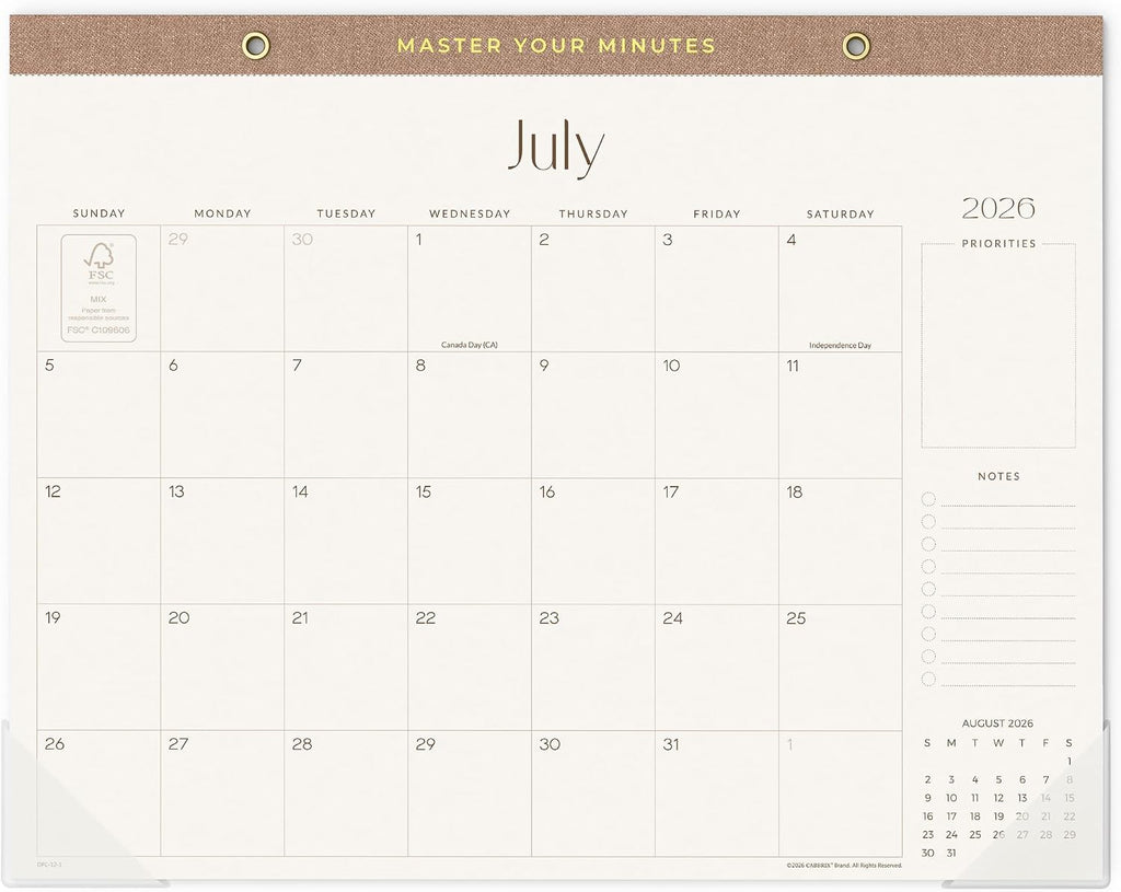 Desk Calendar 2026-2027, 18 Months Academic Calendar 15" x 12" Desktop Calendar from July 2026 to December 2027 With Large Day Block, Desk Planner for Teacher Family School Office Supplies