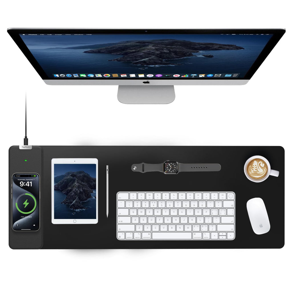 TopMade Wireless Charging Mouse Pad, 31.5"x15.75" XXL Large Desk Pad