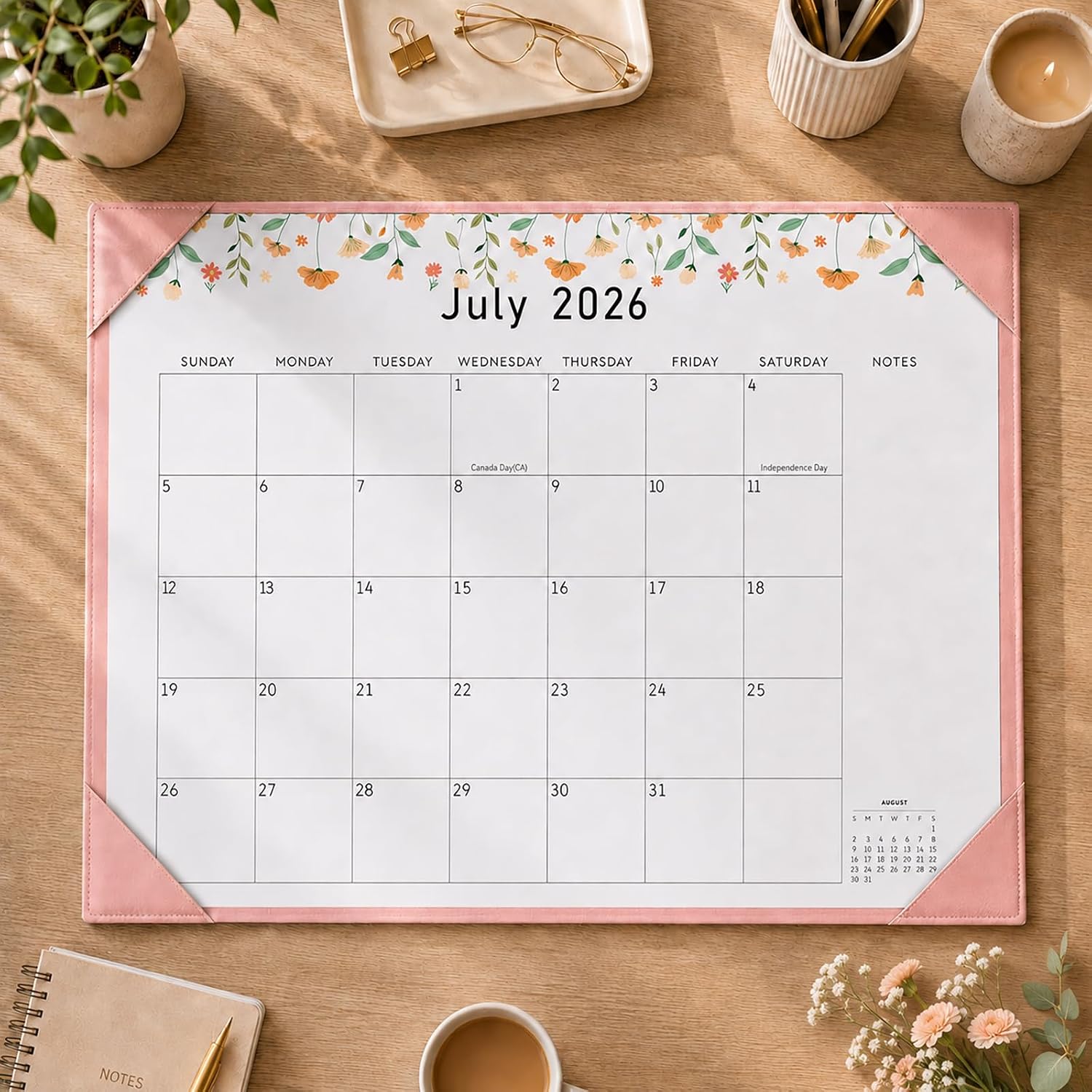 Desk Calendar 2026-2027 with Desktop Mat,22x17'' Large Desktop Pad Calendar
