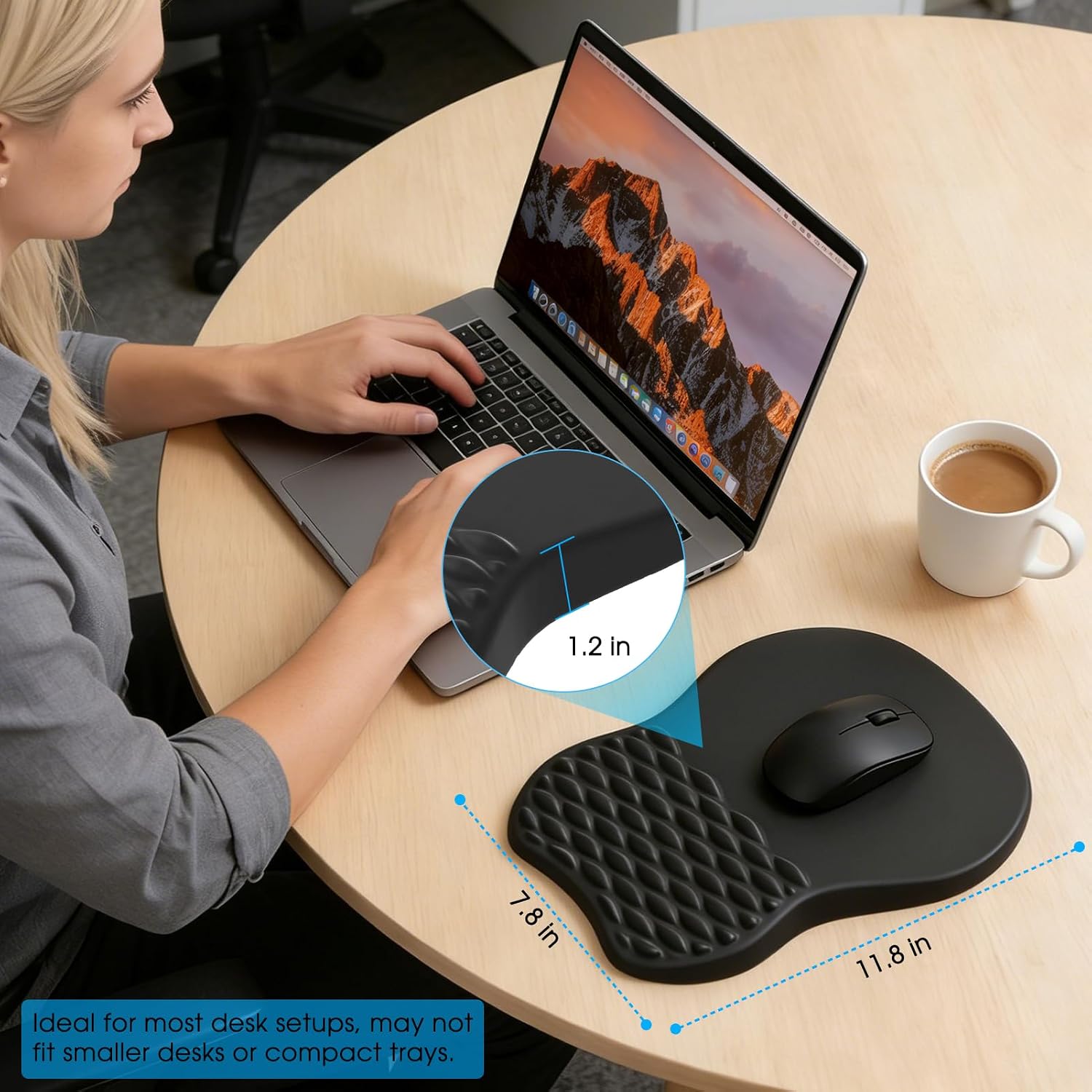 MROCO Ergonomic Mouse Pad with Wrist Support, Memory Foam Wrist Rest, Black