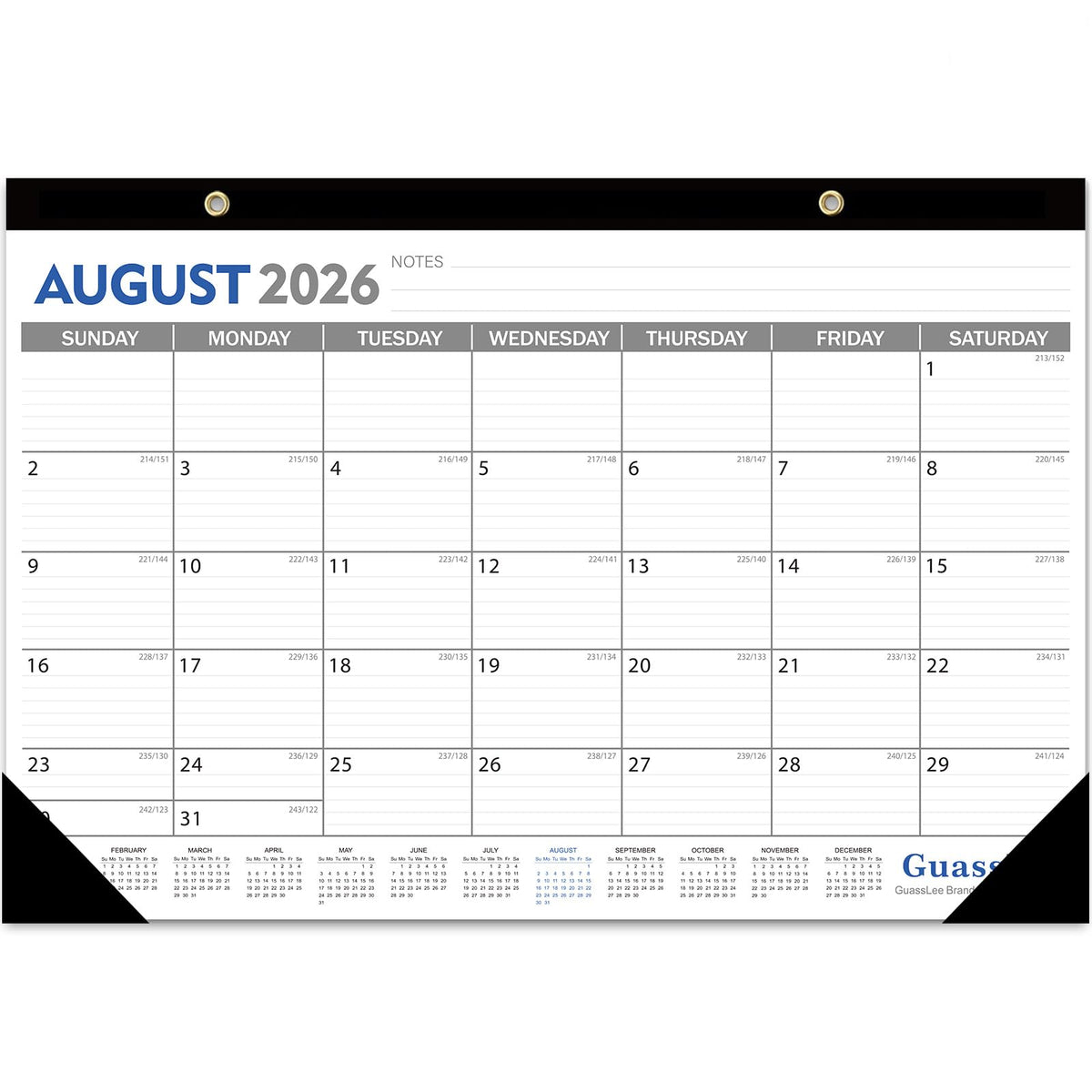GuassLee Desk Calendar 2026-2027, Jun 2026-Dec 2027, 17"x11.5"
