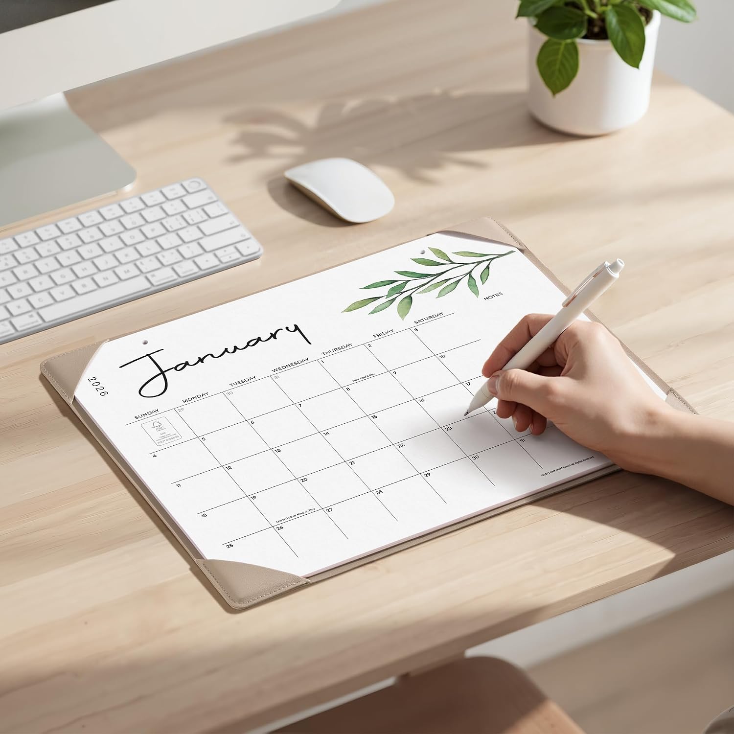 Cabbrix Desk Calendar 2026 with Desktop Mat, Aesthetic Desk Pad Calendar 15 x 12 Inch Covering July 2026 to June 2027, Desk Blotter Calendar for Home School and Office, Apricot