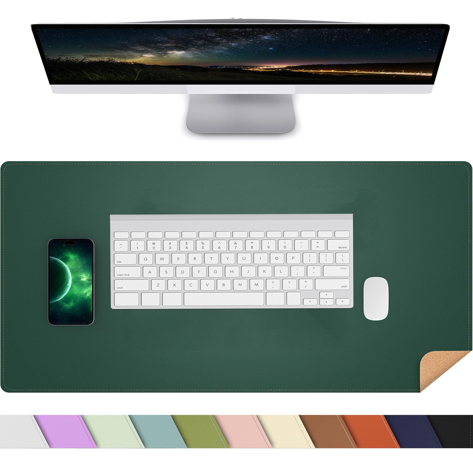 AFIING Large Desk Mat, 47" x 17", Black