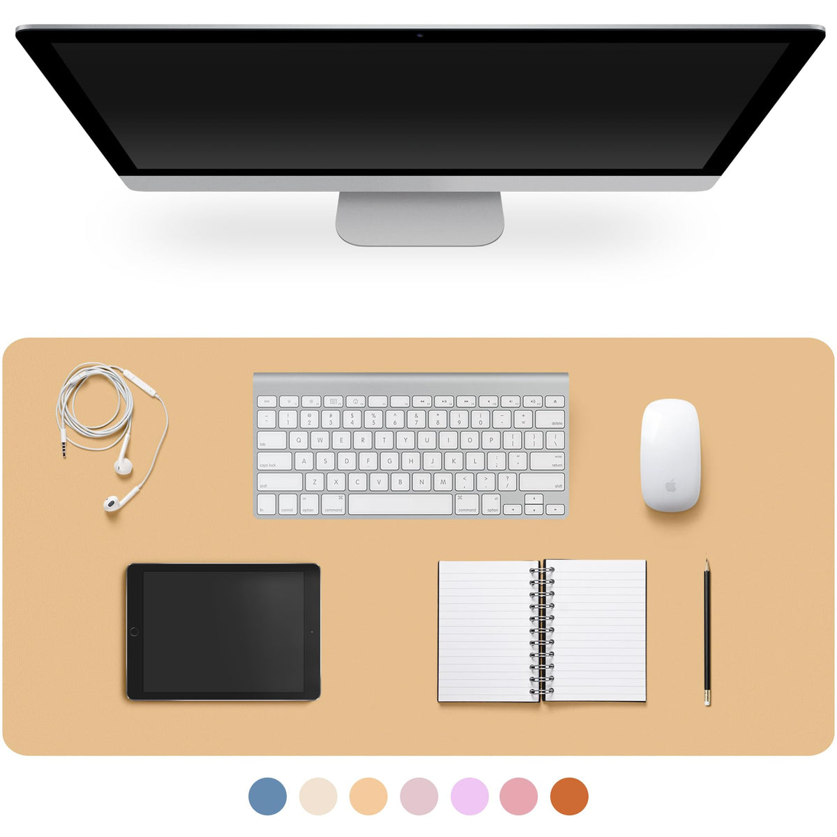 Leather Desk Pad Protector,Non-Slip Desk Pad(Black, 23.6" x 13.7")