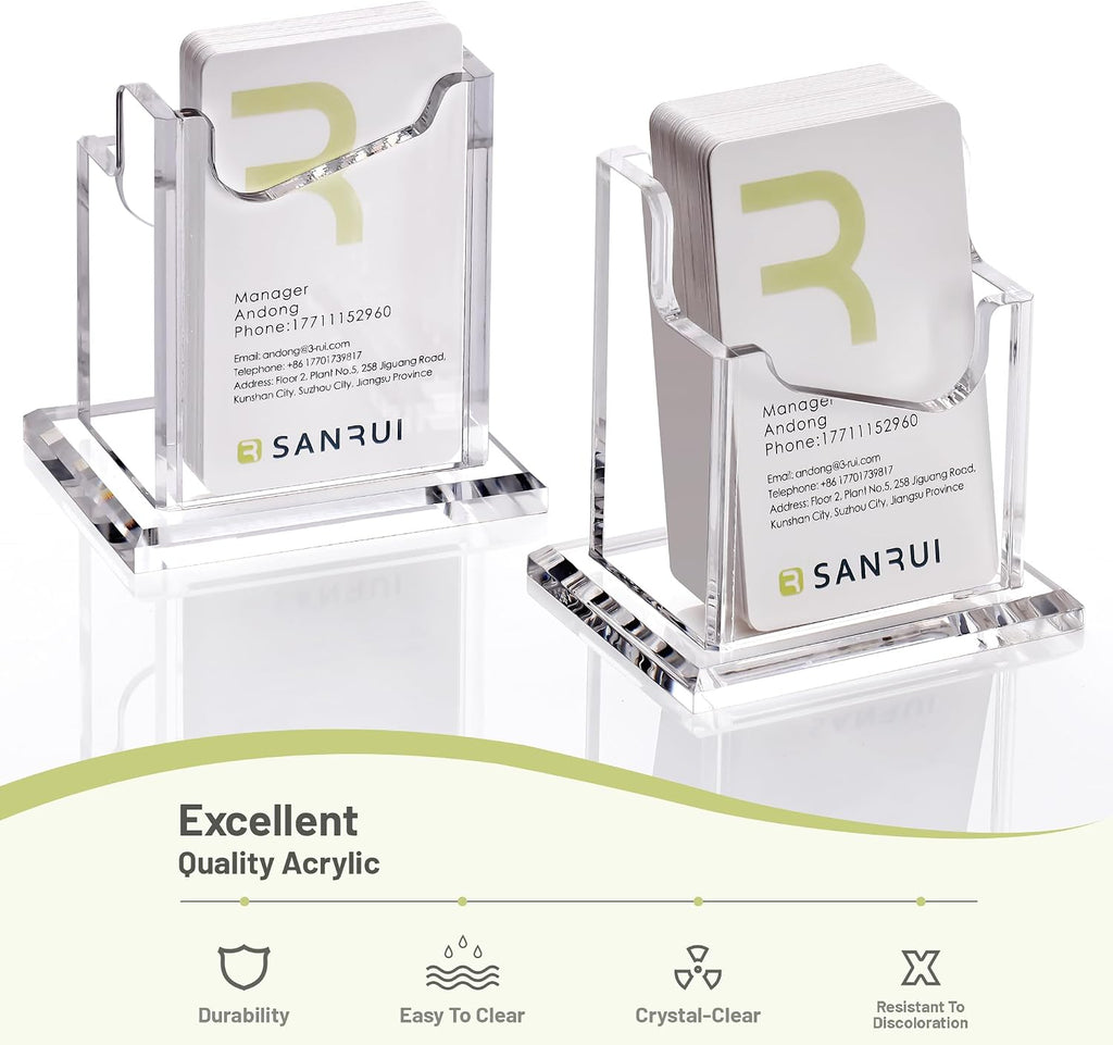 SANRUI Acrylic Business Card Holder for Desk, Clear Vertical Card Organizer