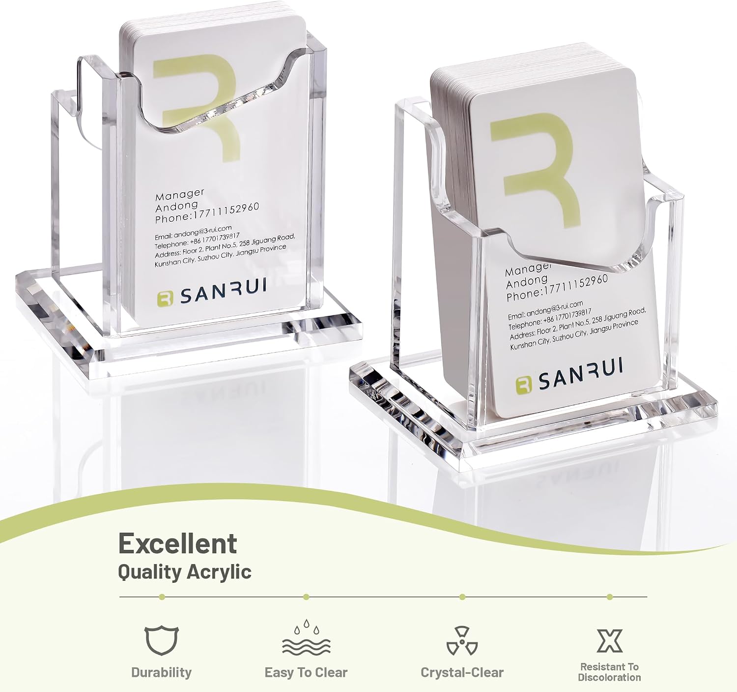 SANRUI Acrylic Business Card Holder for Desk, Clear Vertical Card Organizer