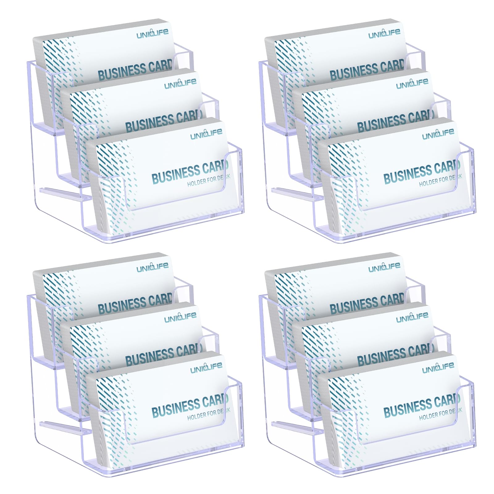 Uniclife 2 Pack Acrylic Business Card Holder for Desk, 120 Card Capacity