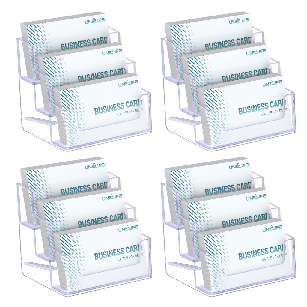 Uniclife 2 Pack Acrylic Business Card Holder for Desk, 60 Card Capacity