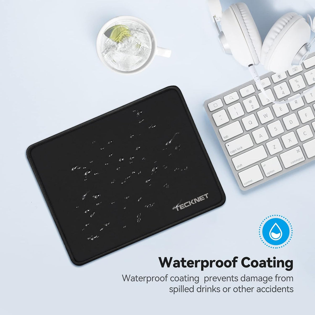 TECKNET 4 Pack Mouse Pad with Durable Anti-fray Stitching, Small Mousepad