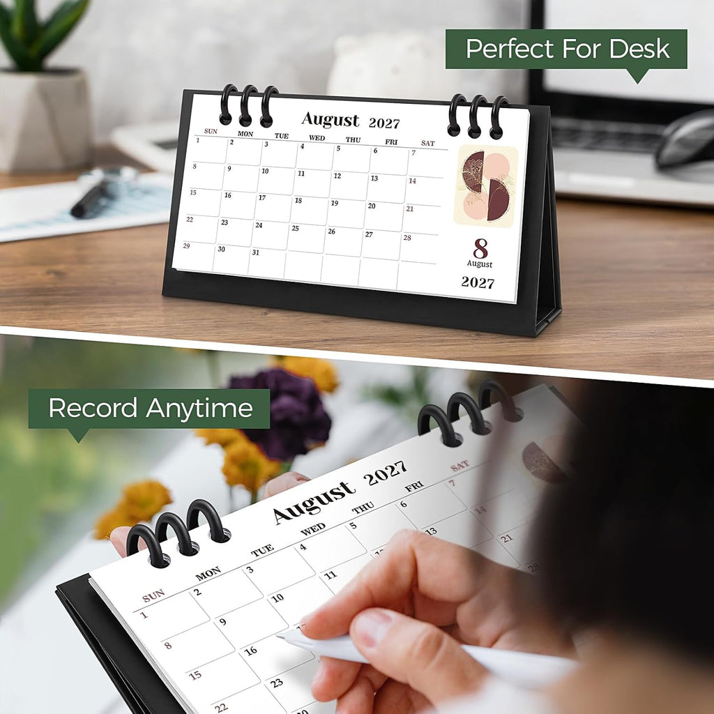 KONVINIT Small Desk Calendar 2026-2027, 6.3" x 3.1", 2026 Desk Calendar - Runs From January 2026 Until December 2027, 24 Months Mini Desktop Calendar for School, Home and Office Supplies