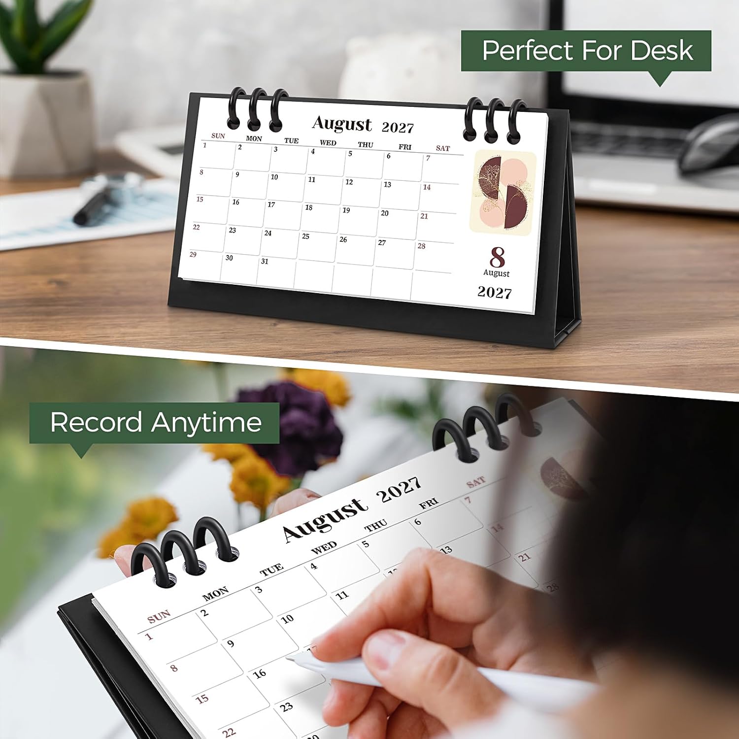 KONVINIT Small Desk Calendar 2026-2027, 6.3" x 3.1", 2026 Desk Calendar - Runs From January 2026 Until December 2027, 24 Months Mini Desktop Calendar for School, Home and Office Supplies