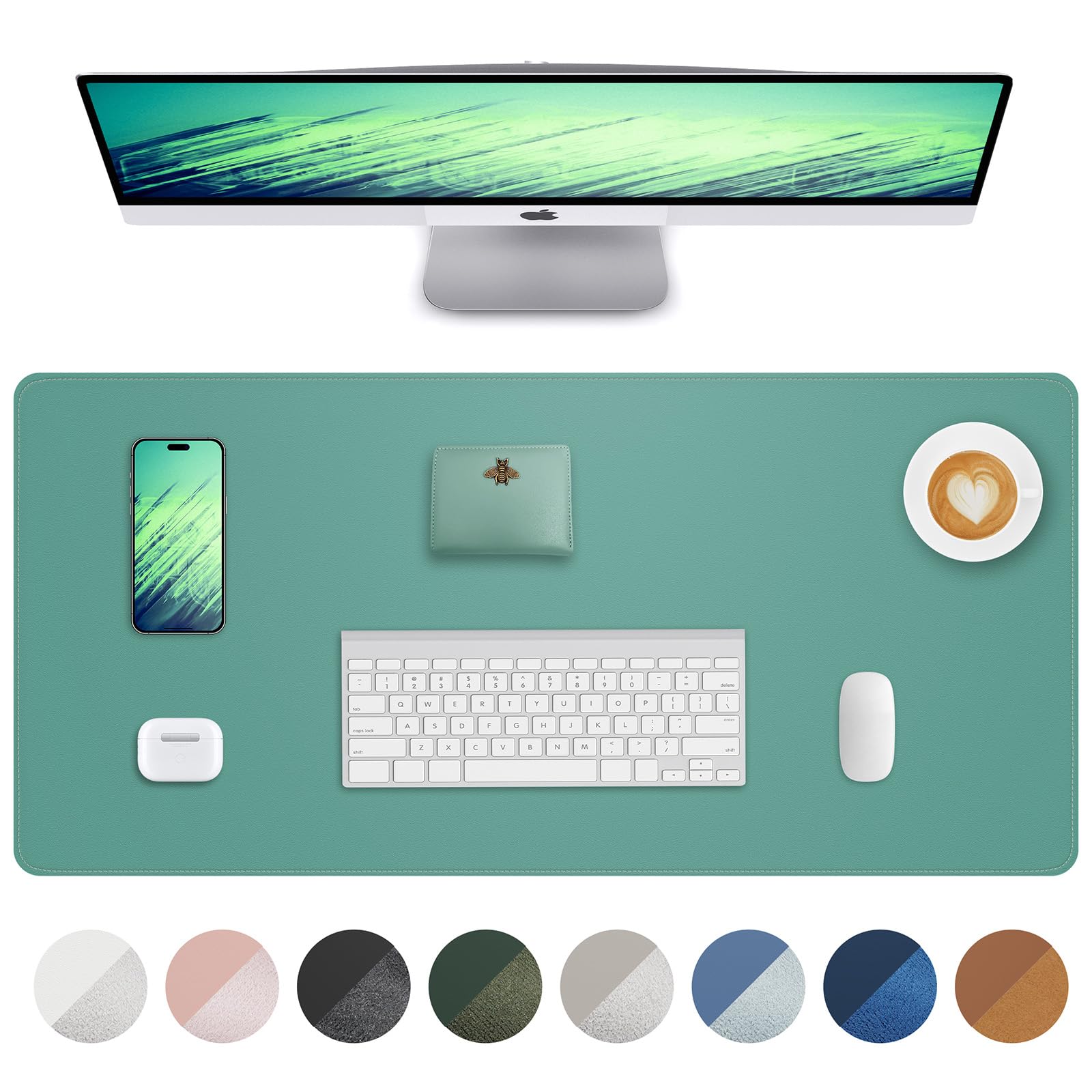 AFIING Large Desk Mat 55" x 24" - PU Leather Desk Pad Protector, Waterproof Non-Slip Extended Mouse Pad for Office Desk, Keyboard, Laptop and Home Workspace (Black)