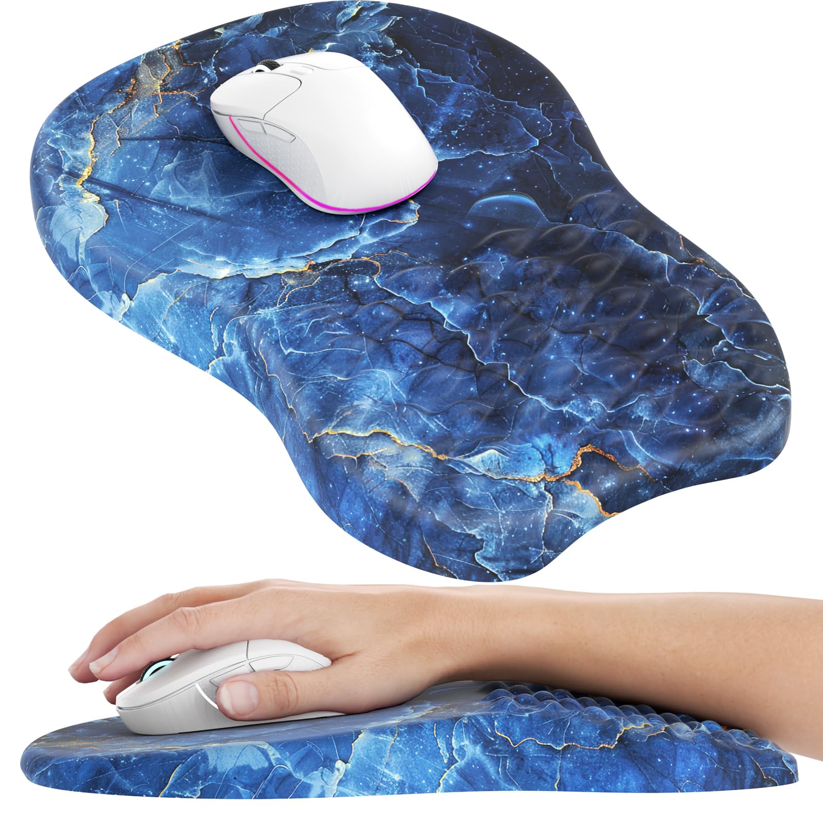 MROCO Ergonomic Mouse Pad with Wrist Support, Memory Foam Wrist Rest, Black