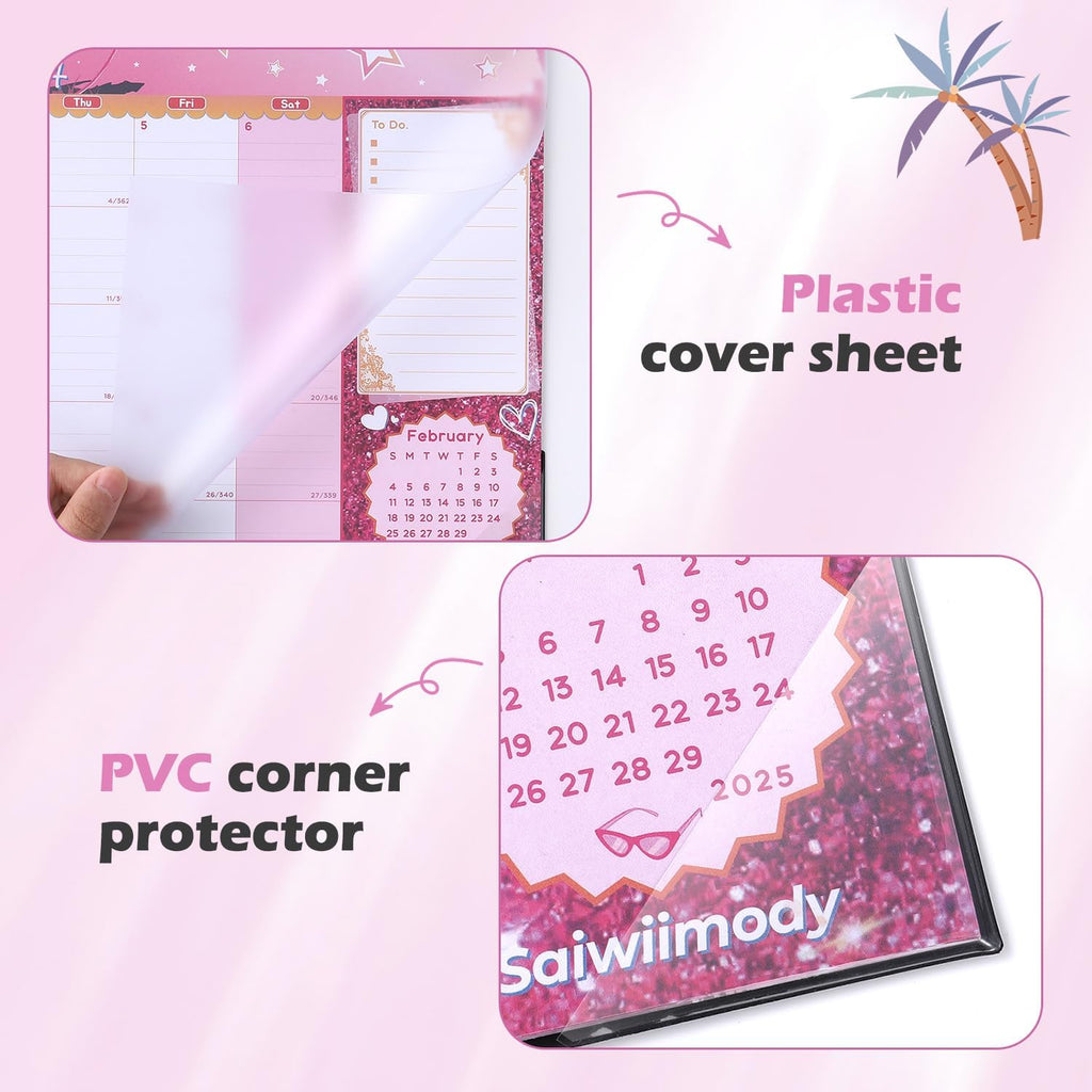Desk Calendar 2026 with Clear Waterproof Cover 17 x 12 inch 18 Months Wall Calendar Runs from Jul. 2025 to Dec. 2026 School Year Calendar for Schedule Organization Monthly Planner, Pink