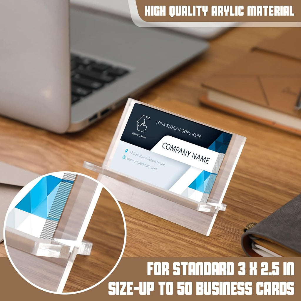 Sintuff 4 Pack Acrylic Business Card Holders, Desktop Card Display Stand