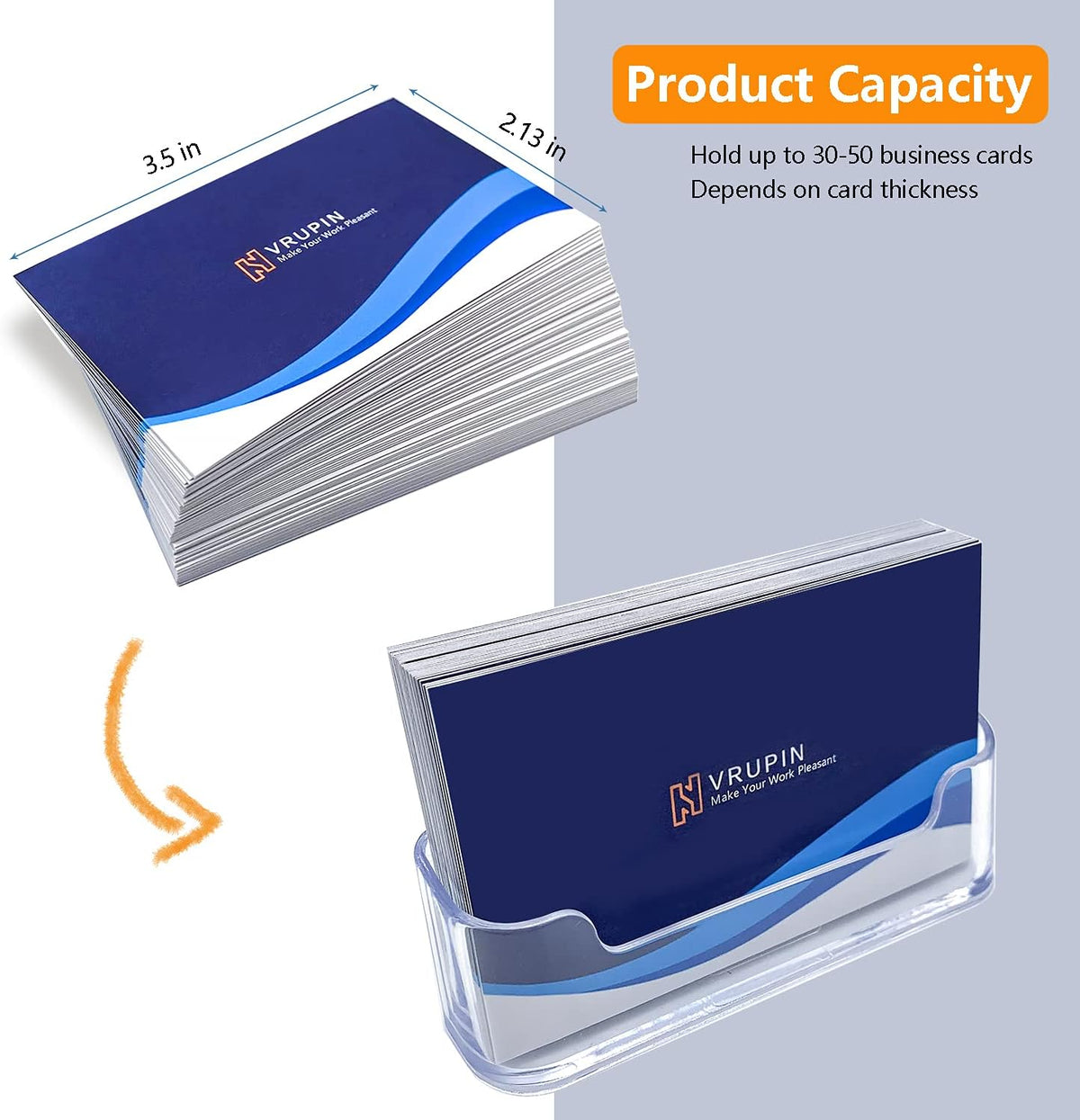 Vrupin Business Card Holder for Desk - 4 Pack Acrylic Business Card Holder , Fits 30-50 Business Cards Display Business Card Stand Desktop Business Card Holders for Exhibition