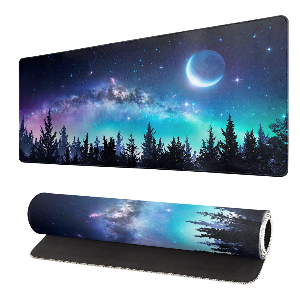 Brecoy Japanese Sea Wave Large Mouse Pad, Anime Black Gaming, Extended Kanagawa Mat Desk Pad, 3mm Thick Long Non-Slip Rubber Base Mice Pad, 31.5 X 11.8 Inch