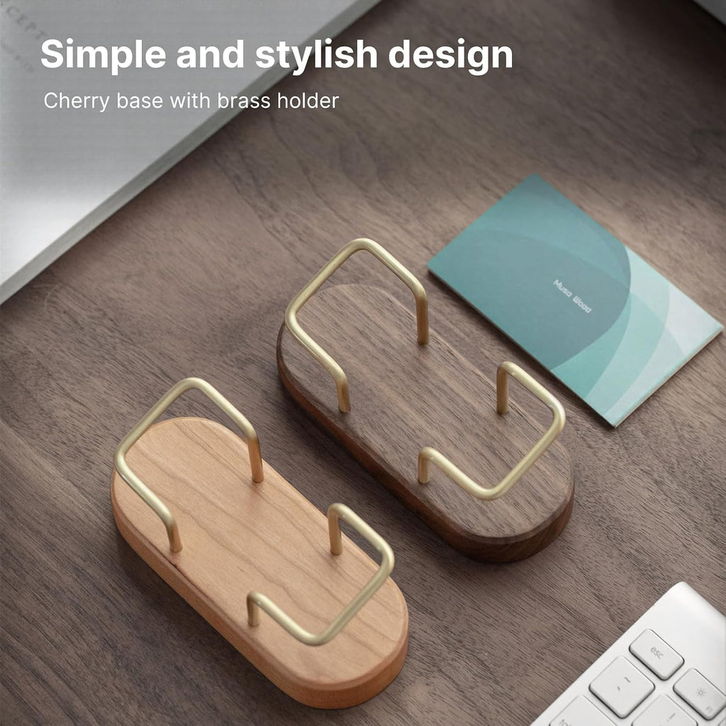 muso wood Cherry Business Card Holder for Desk, 1 Pack
